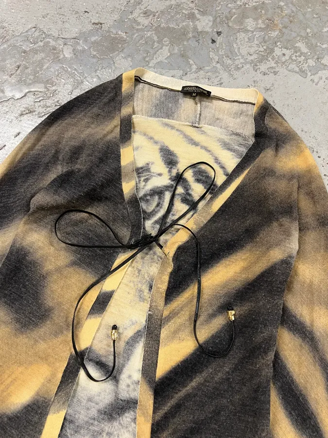 FW2000 Roberto Cavalli Savage Tiger Wool Silk Cardigan Top - Image 4