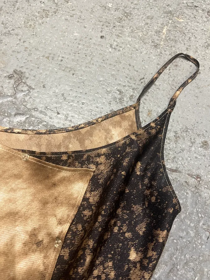 FW2001 Roberto Cavalli Cheetah Abstrat Tan Silk Midi Dress - Image 12