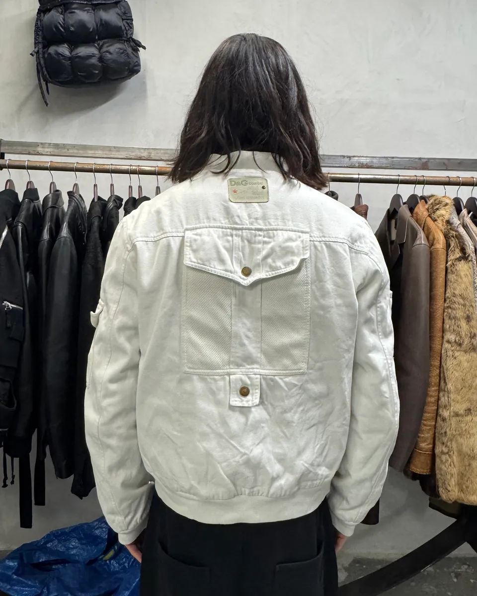 FW2003 Dolce & Gabbana Combat White Bomber Jacket - Image 4