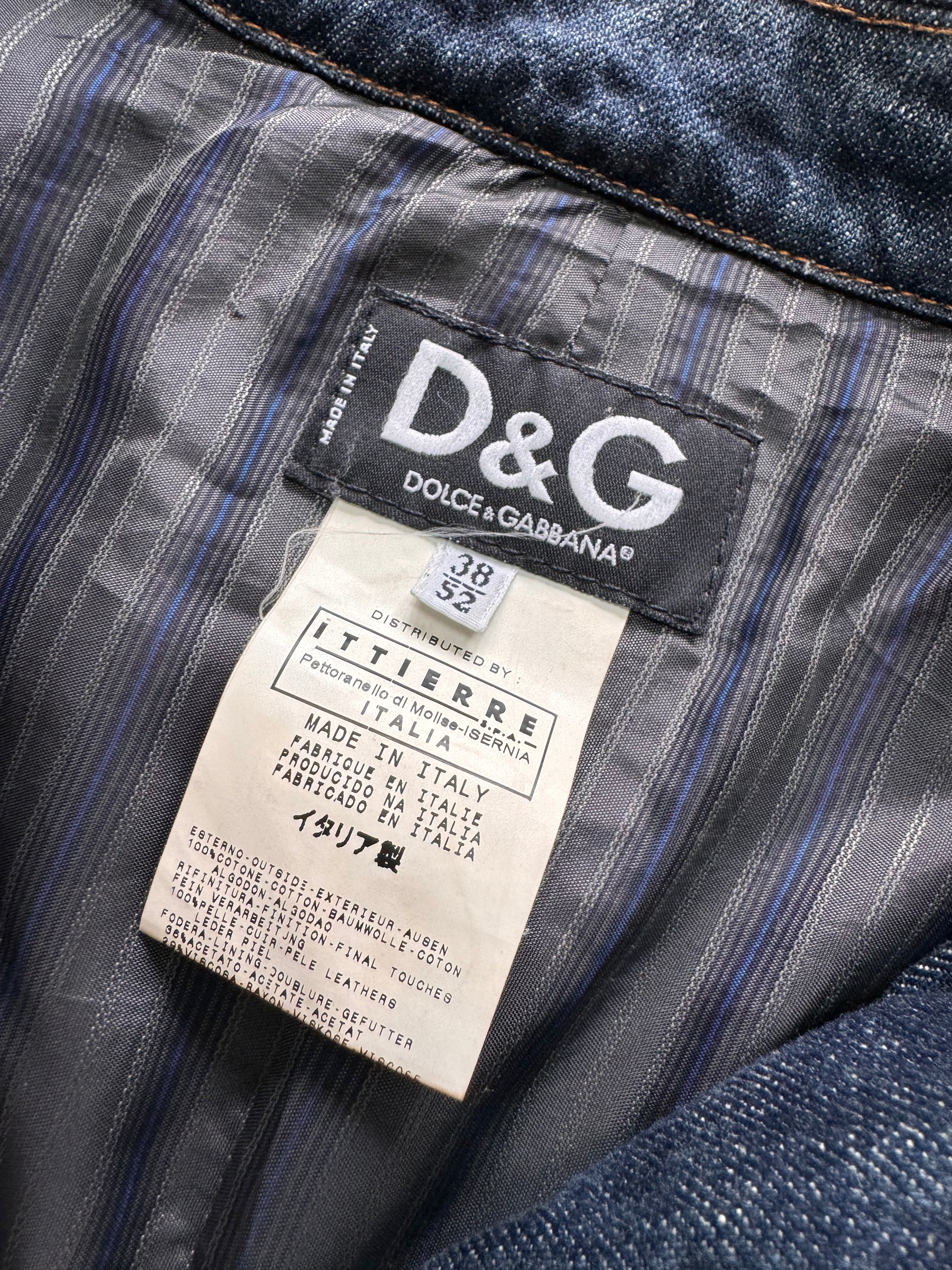 FW2005 Dolce & Gabbana Racer Hybrid Denim Leather Jacket - Image 6