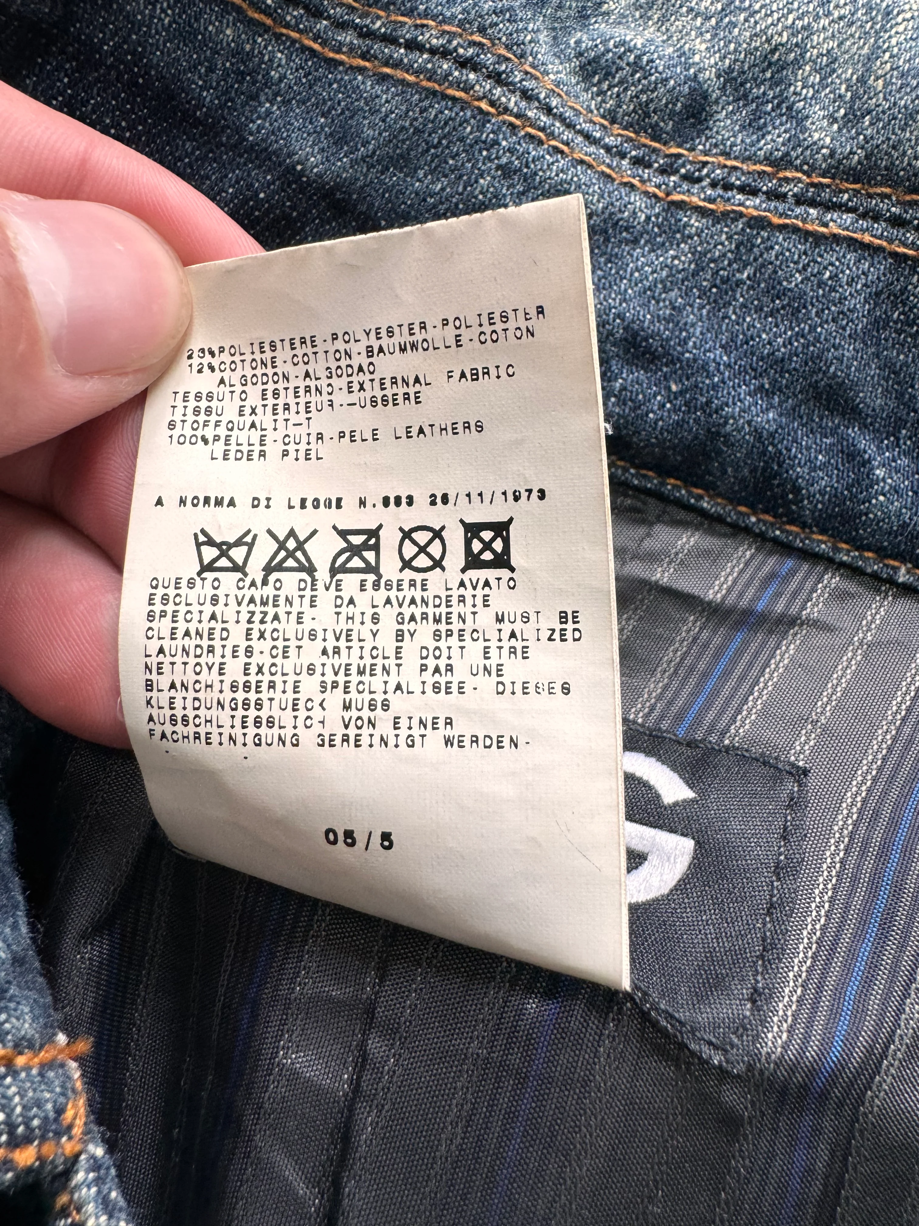 FW2005 Dolce & Gabbana Racer Hybrid Denim Leather Jacket - Image 7