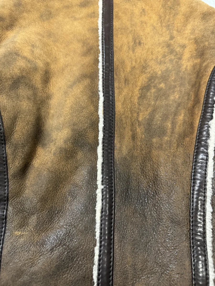 FW2010 Dolce & Gabbana Brown Faded Shearling Leather Jacket - Image 4