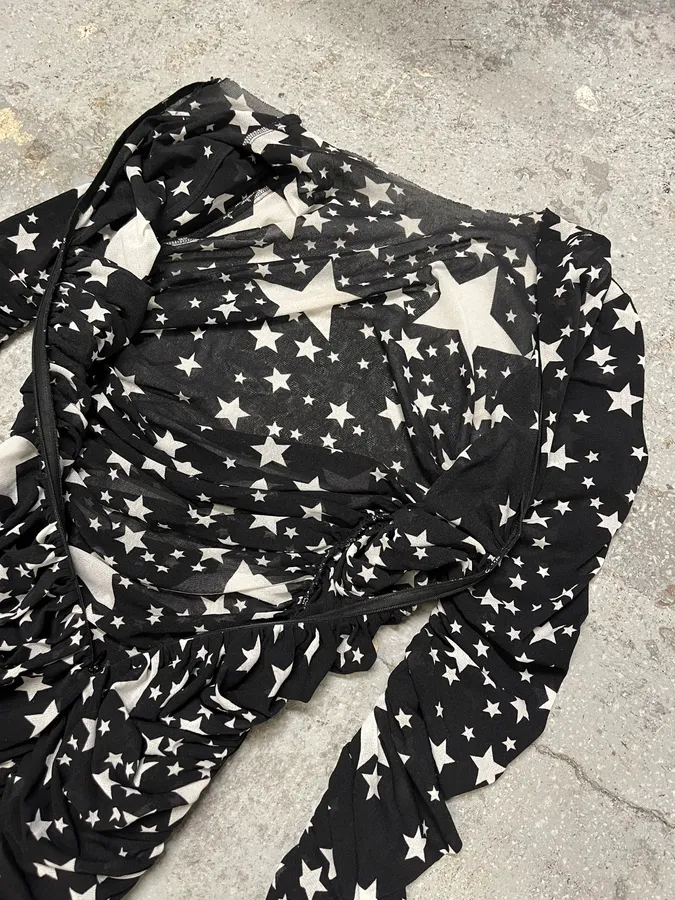 FW2011 Dolce & Gabbana Pleated Star Black Dress - Image 10