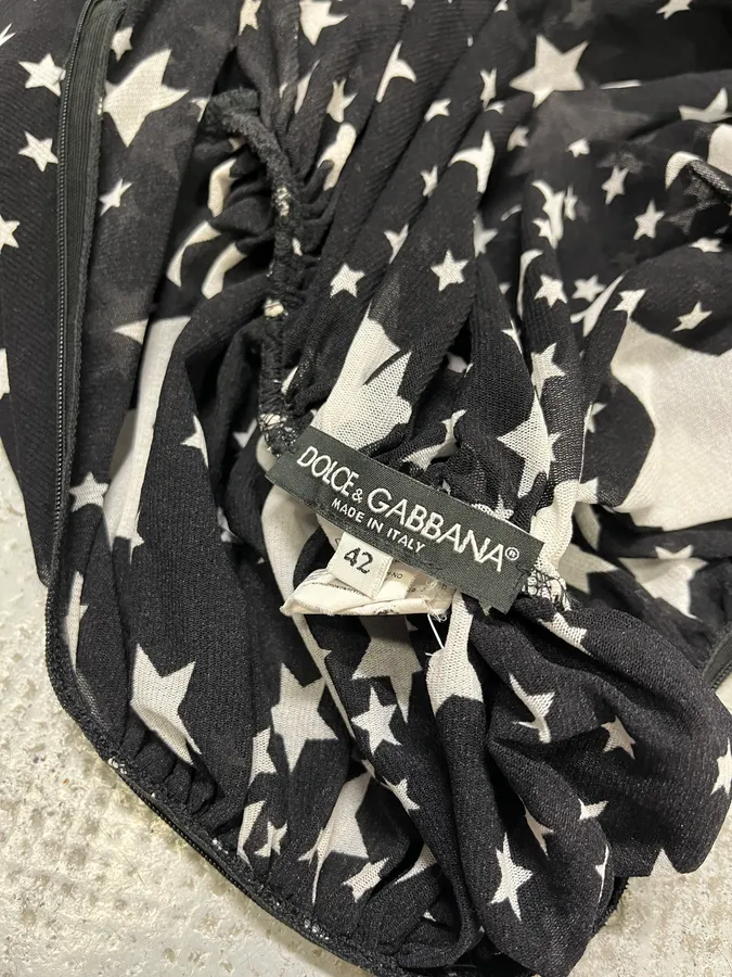 FW2011 Dolce & Gabbana Pleated Star Black Dress - Image 11