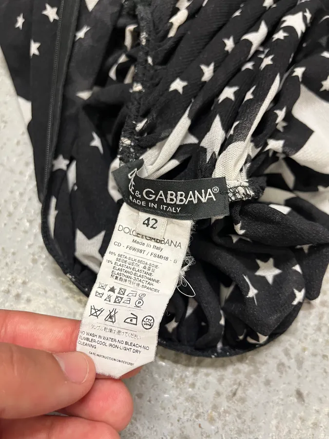 FW2011 Dolce & Gabbana Pleated Star Black Dress - Image 12