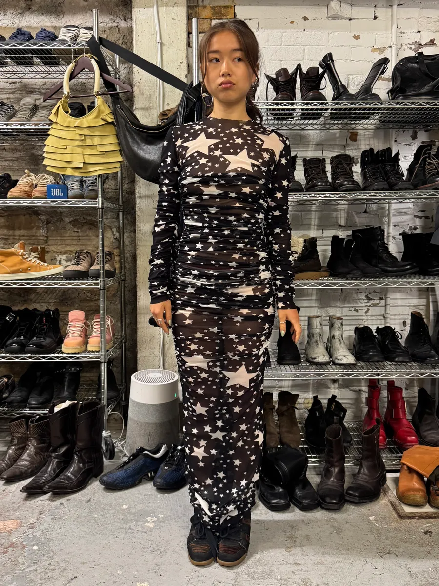 FW2011 Dolce & Gabbana Pleated Star Black Dress - Image 3