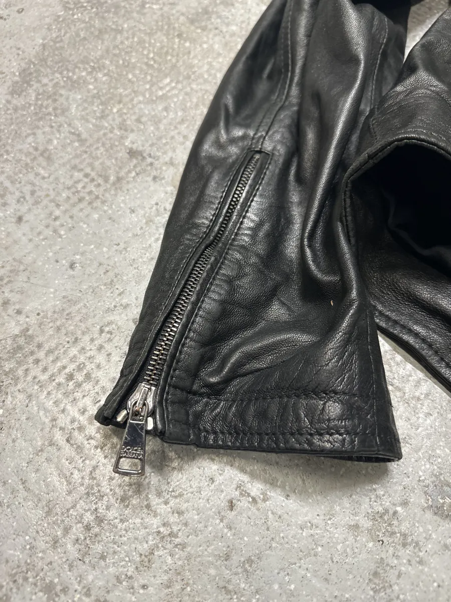 FW2014 Dolce & Gabbana Black Minimalist Biker Leather Jacket - Image 4