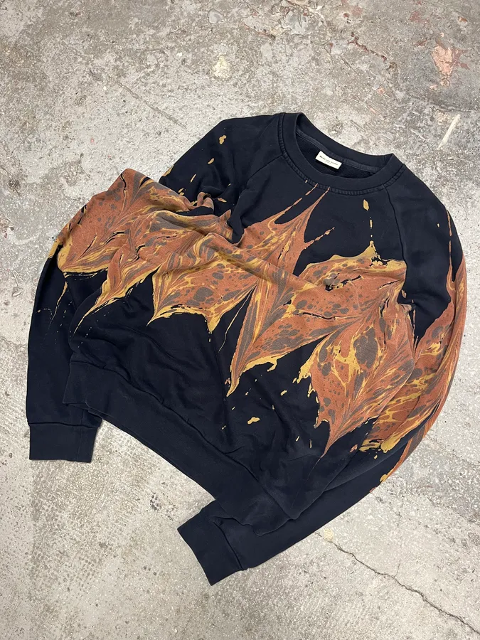 FW2018 Dries Van Noten Splash Navy Crewneck Sweater - Image 6