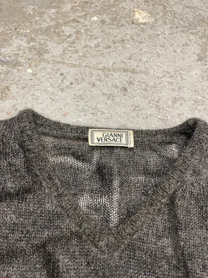 Gianni Versace Transparent Geometry Grey Sweater - Image 7