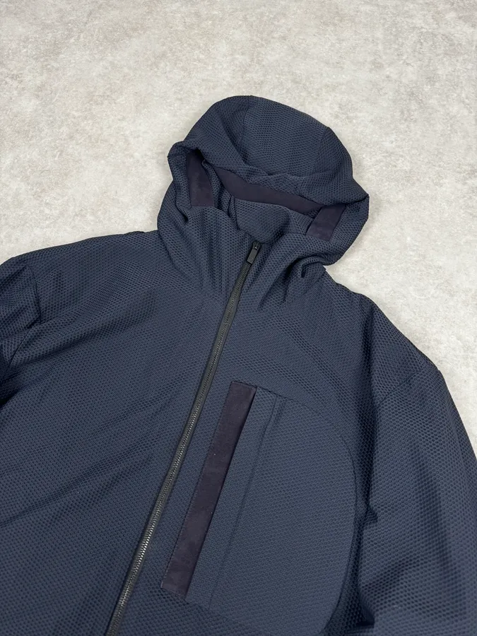 Giorgio Armany Navy Perfored Hooded Jacket - Image 5