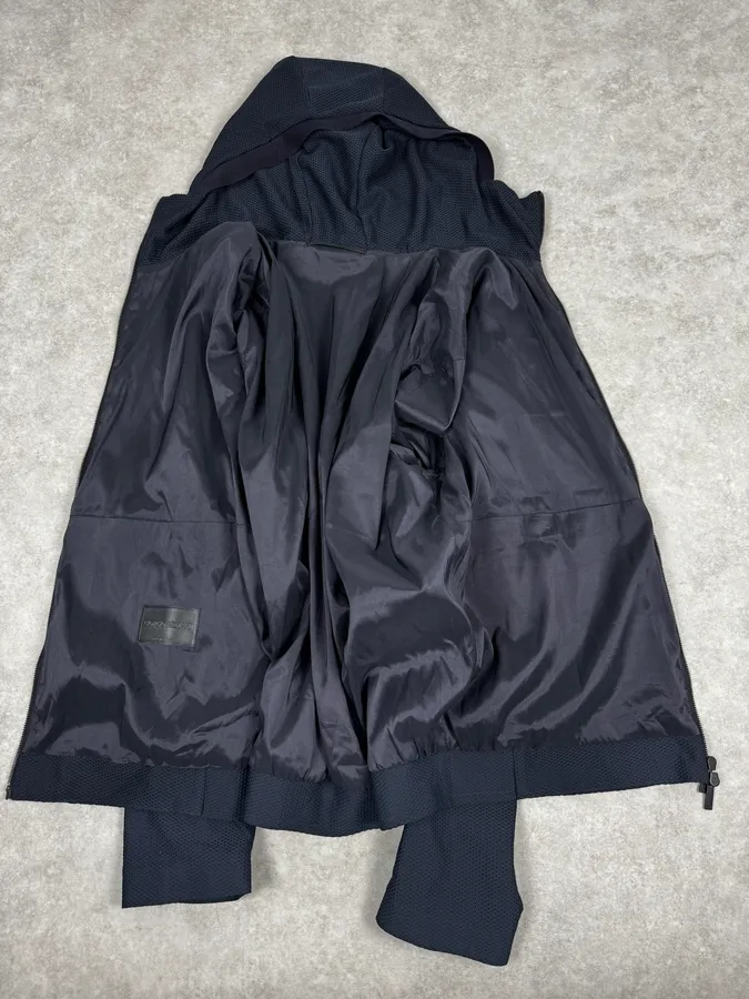 Giorgio Armany Navy Perfored Hooded Jacket - Image 7