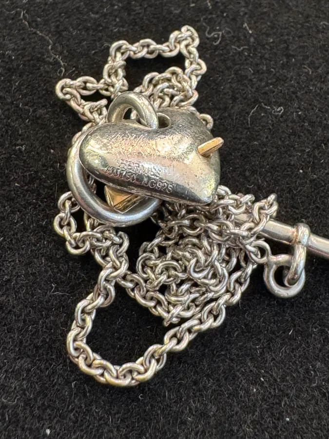 Hermès Silver 925 Broken Heart Pendant Signature Necklace - Image 12