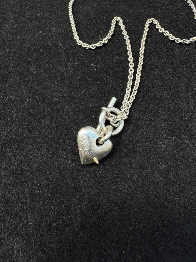 Hermès Silver 925 Broken Heart Pendant Signature Necklace - Image 6