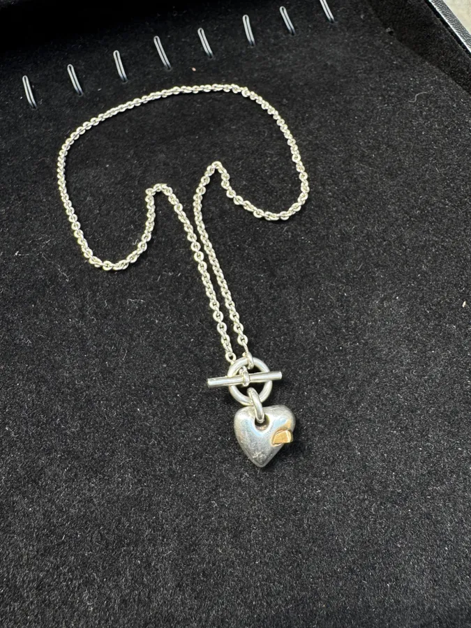 Hermès Silver 925 Broken Heart Pendant Signature Necklace - Image 8