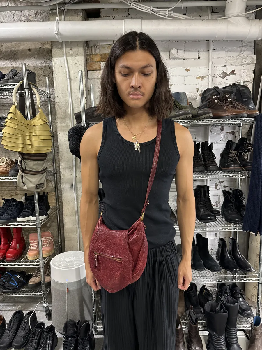 Isabel Marant Gipsy Red Grained Leather Shoulder Bag - Image 4