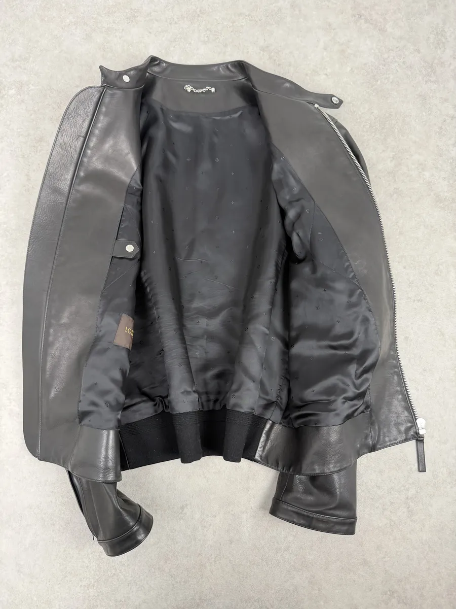 Louis Vuitton Black Premium Biker Leather Jacket - Image 7