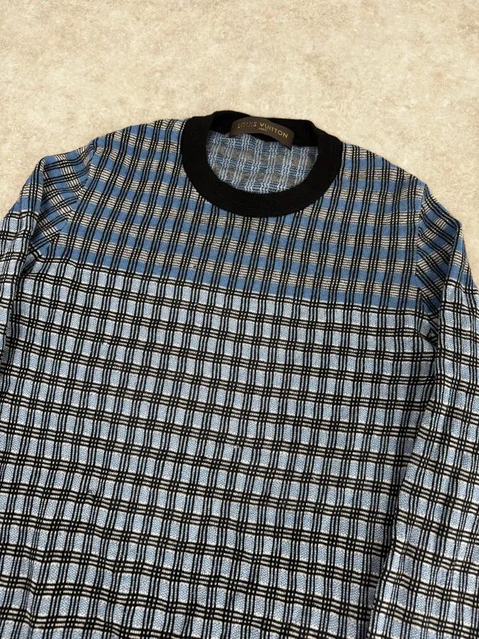 Louis Vuitton Blue Checkered Contemporary Sweater - Image 5