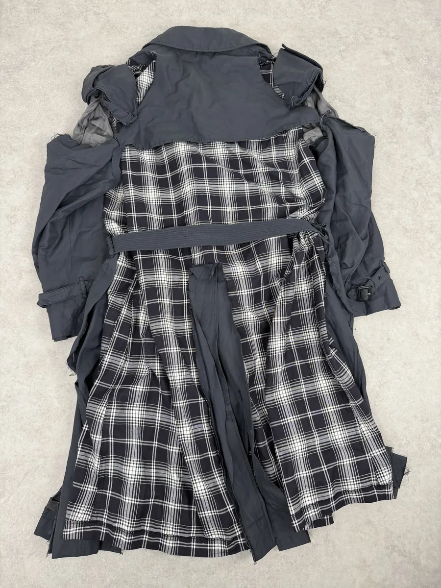 Maison Margiela Grey Sample Destructured Ripped Trench Coat - Image 4