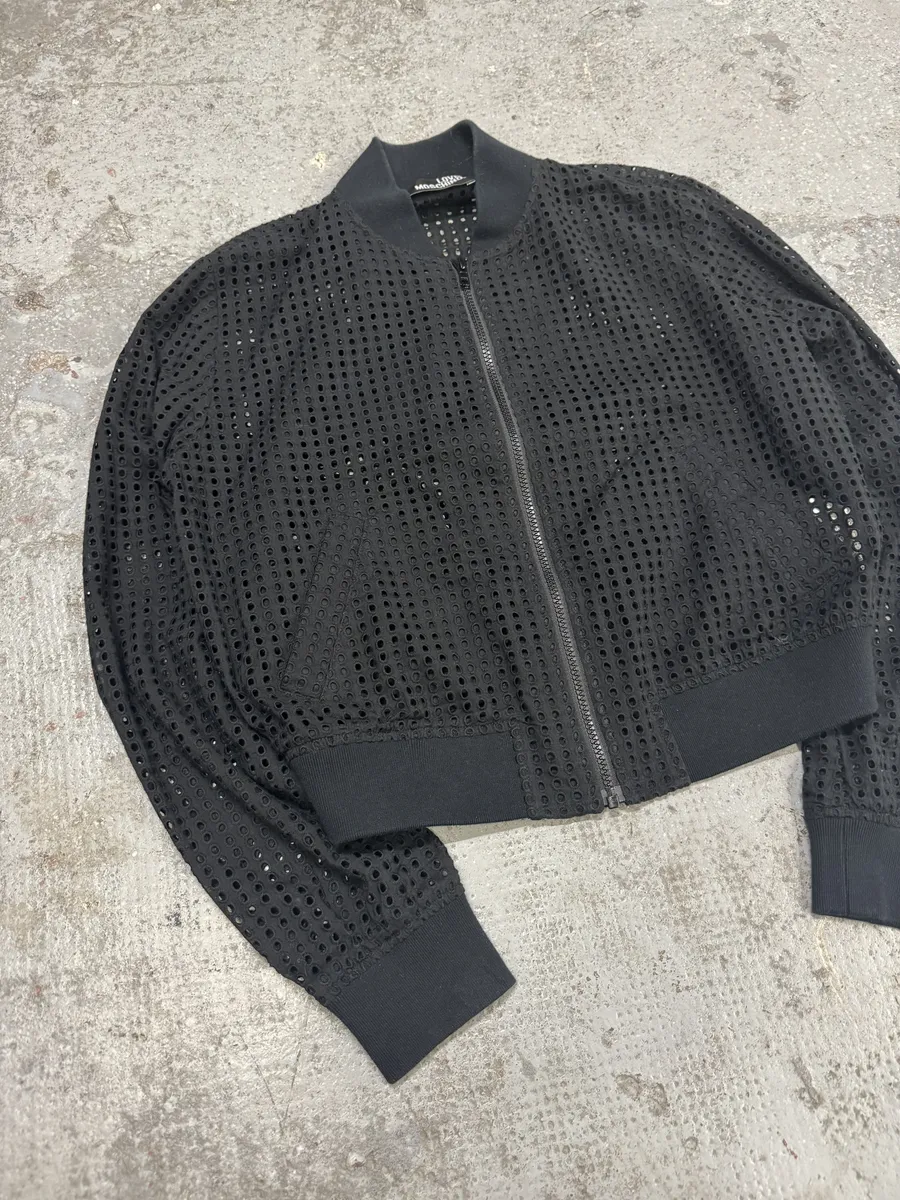 Moschino Black Perfored Light Black Bomber Jacket - Image 3