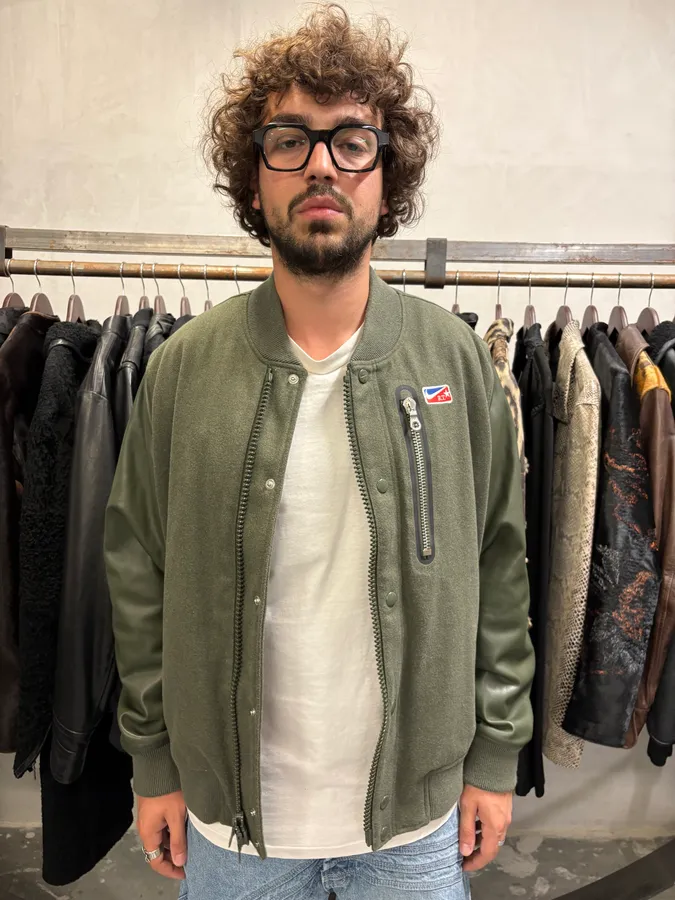 Nike By Riccardo Tisci Olive Varsity Bomber Jacket - Image 11