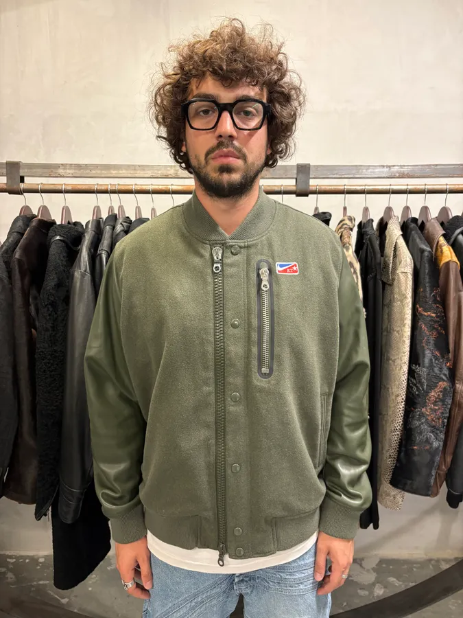 Nike By Riccardo Tisci Olive Varsity Bomber Jacket - Image 3