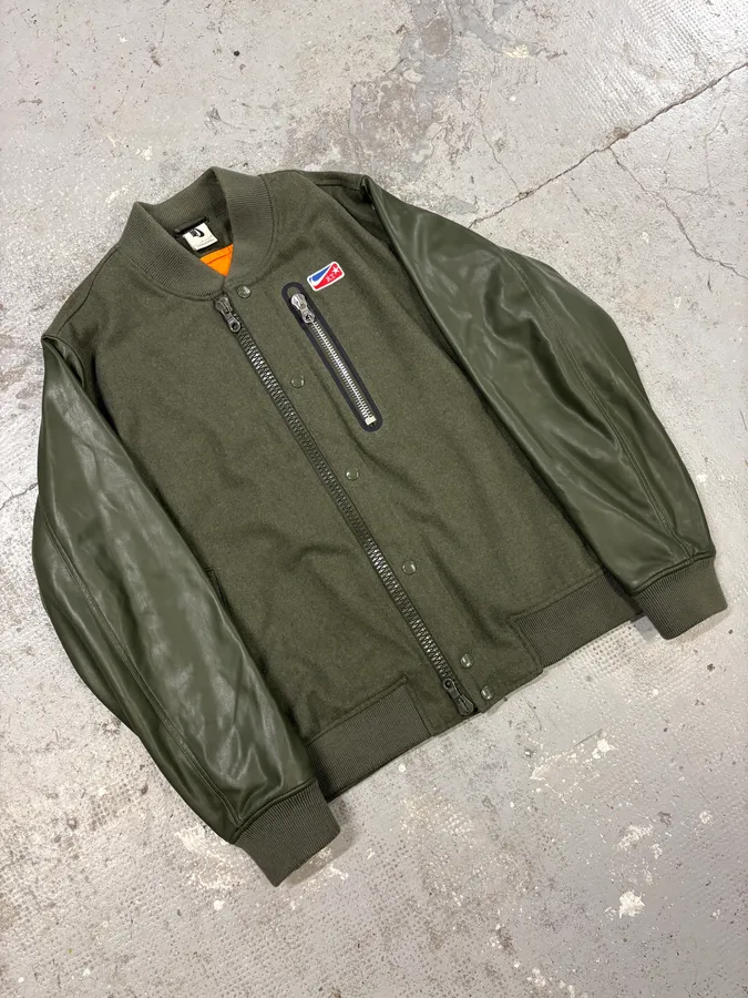 Nike By Riccardo Tisci Olive Varsity Bomber Jacket - Image 6