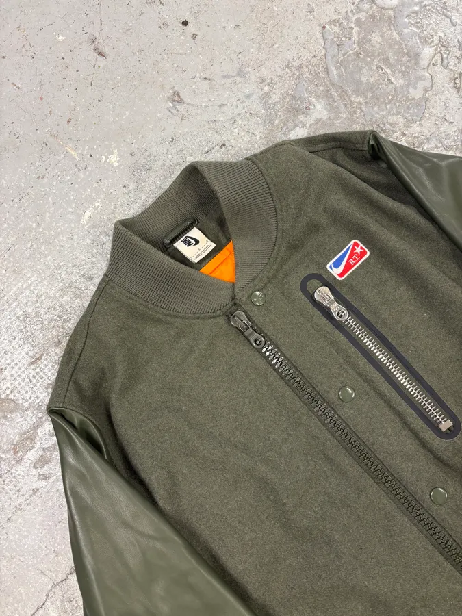 Nike By Riccardo Tisci Olive Varsity Bomber Jacket - Image 7