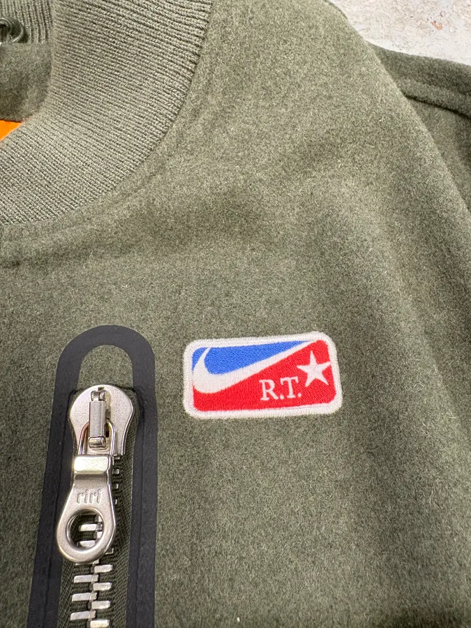 Nike By Riccardo Tisci Olive Varsity Bomber Jacket - Image 8