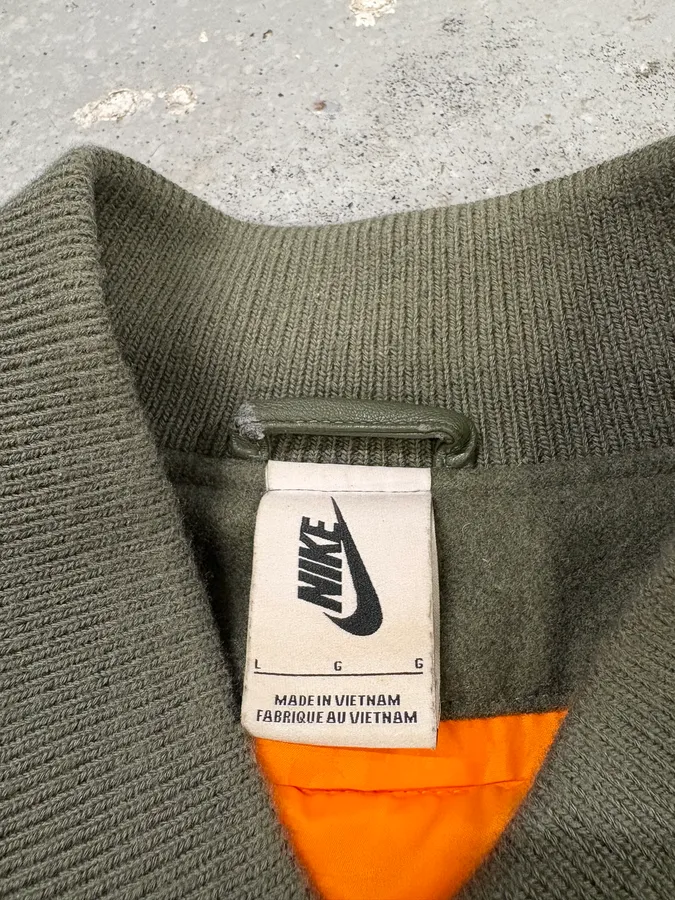 Nike By Riccardo Tisci Olive Varsity Bomber Jacket - Image 9
