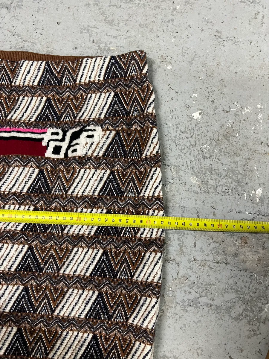 Prada Brown Chevron Patterned Knit Midi Skirt - Image 6