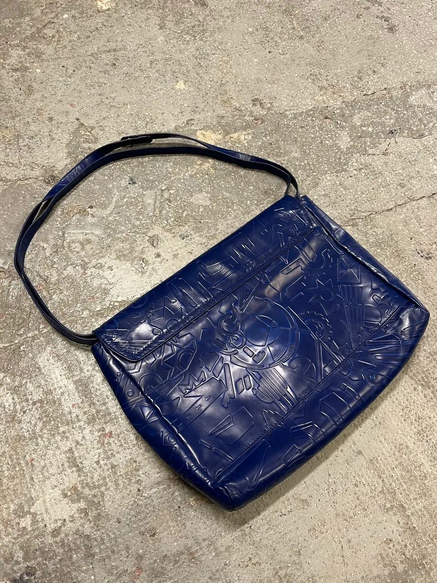 Prada Pictogram Blue Leather Handle Bag - Image 3
