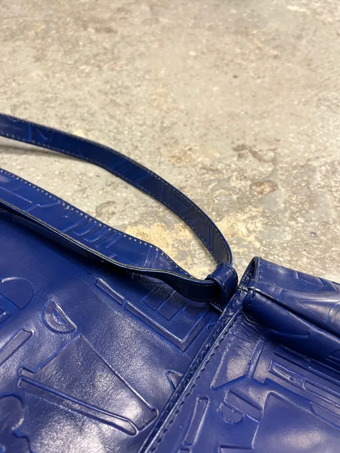 Prada Pictogram Blue Leather Handle Bag - Image 6