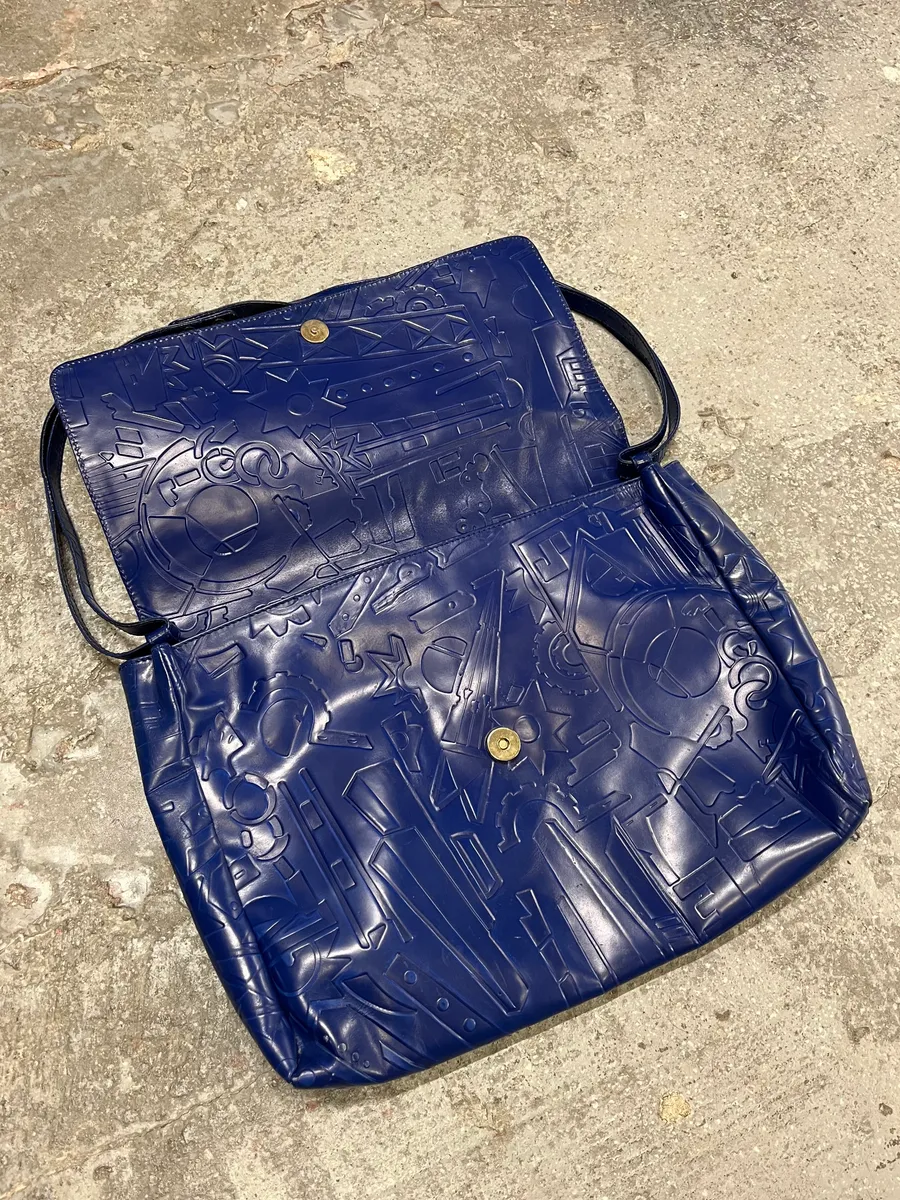 Prada Pictogram Blue Leather Handle Bag - Image 9