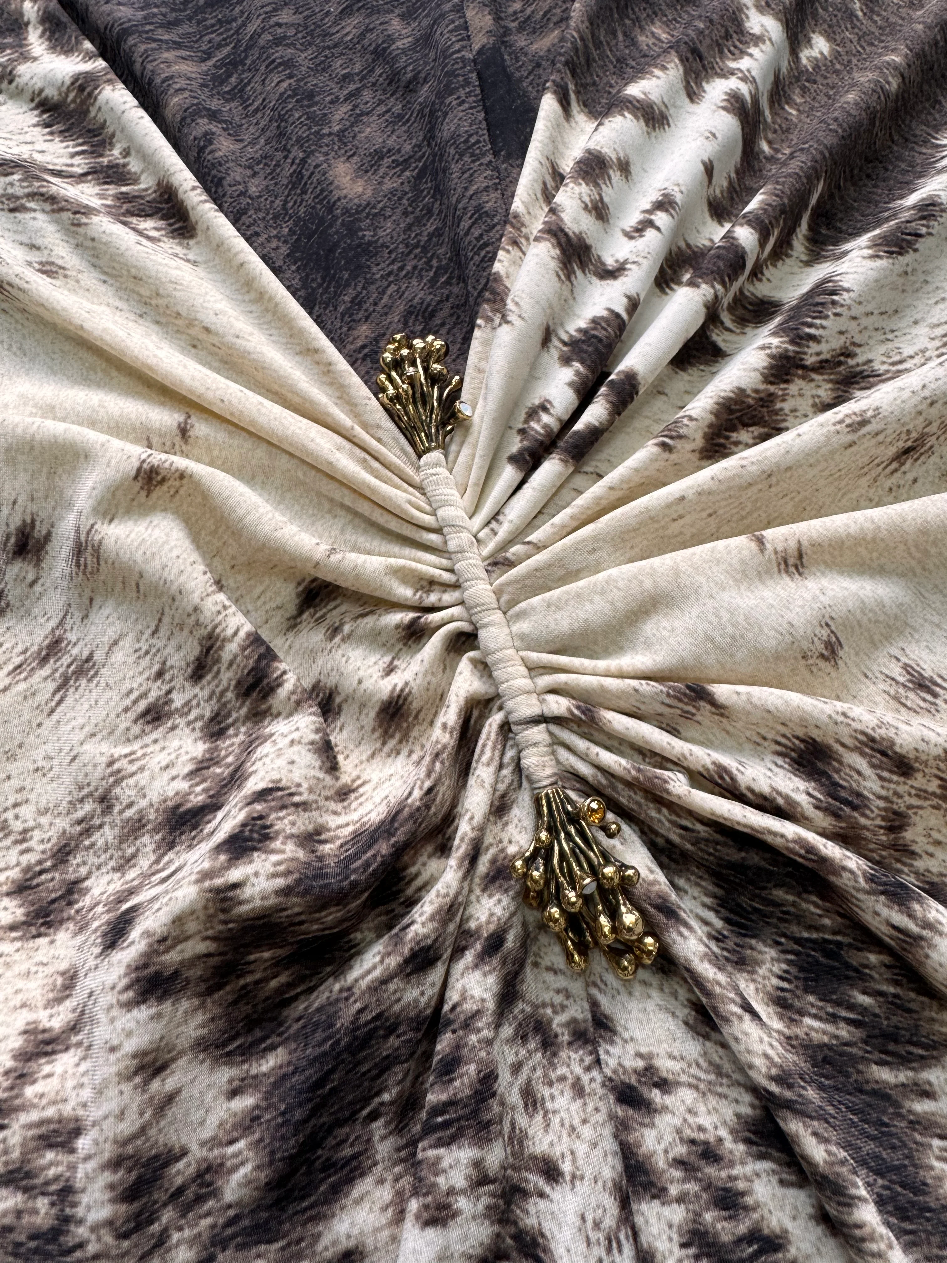 Roberto Cavalli Furry Cowprint Movement Dress - Image 6