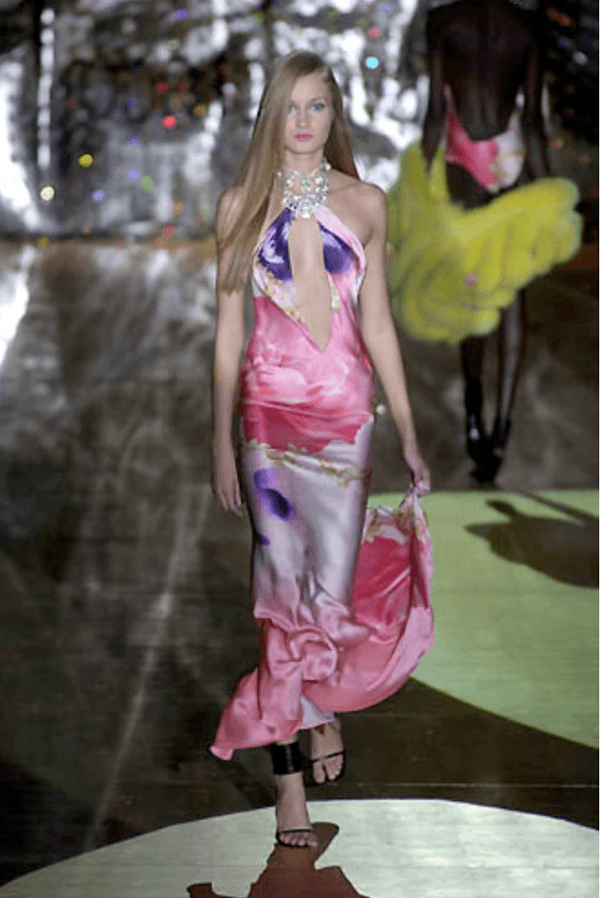 SS2001 Roberto Cavalli Princess Dasy Pink Eye Dress - Image 4