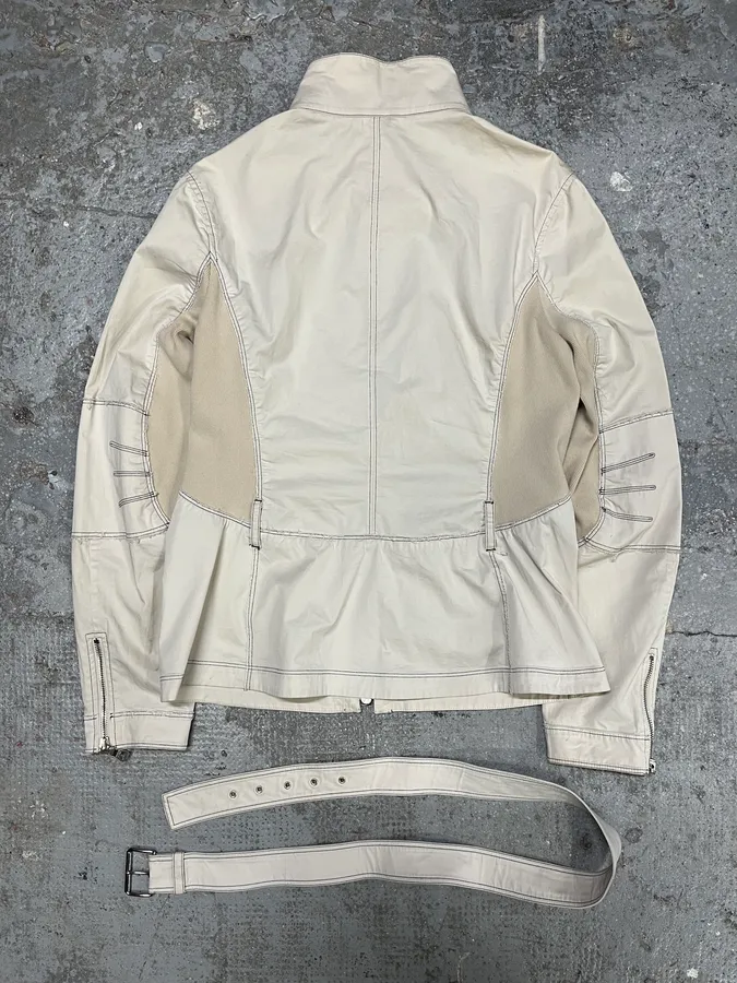 SS2002 Prada Beige Light Belted Zip-up Jacket - Image 6