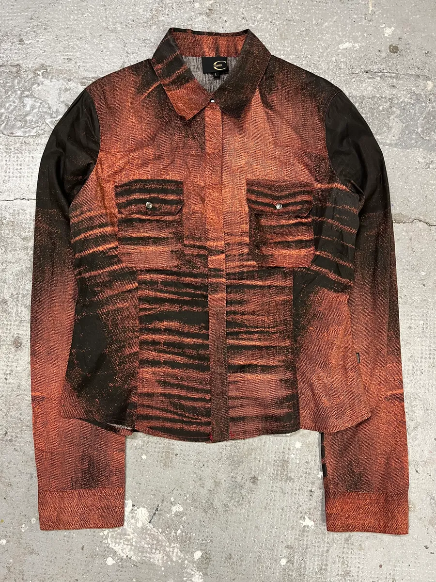 SS2004 Cavalli Faded Orange Vitality Sunset Shirt - Image 5