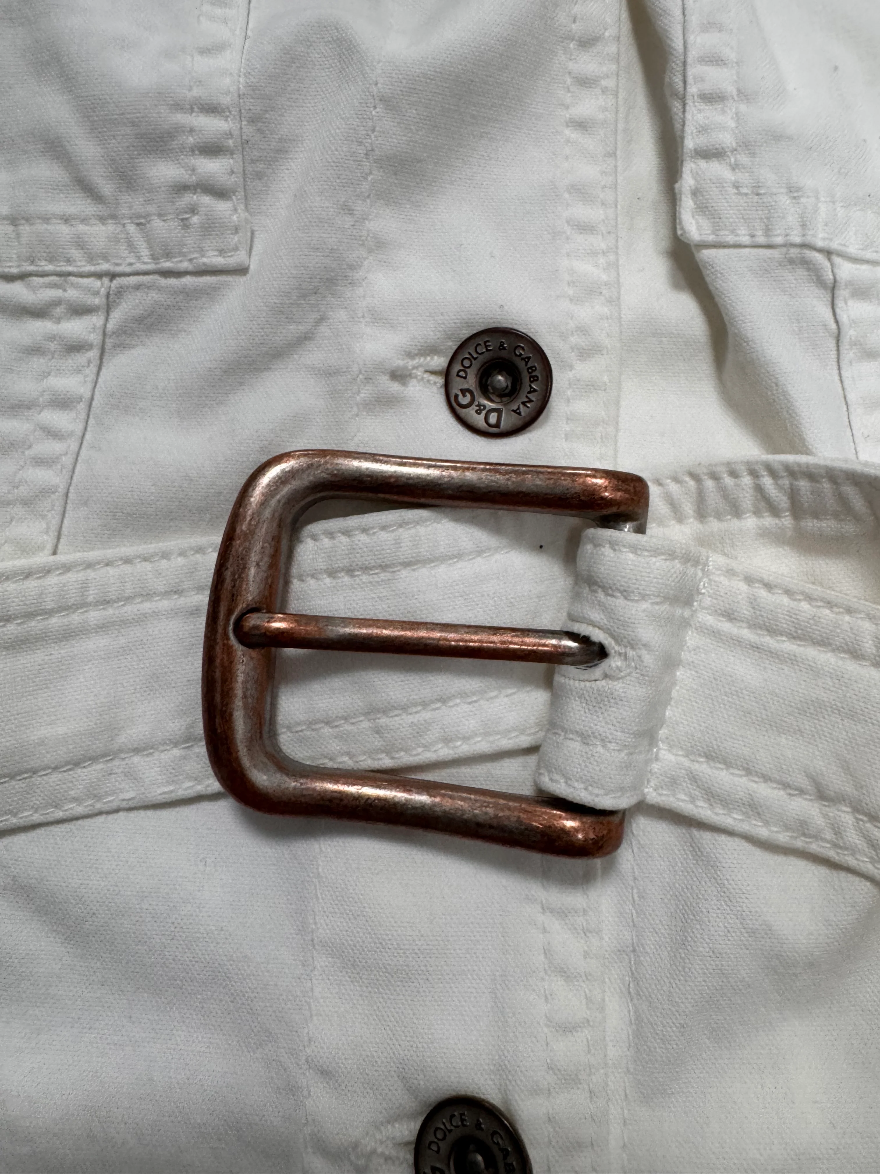 SS2004 Dolce & Gabbana Detachable Zip Cargo White Jacket - Image 6