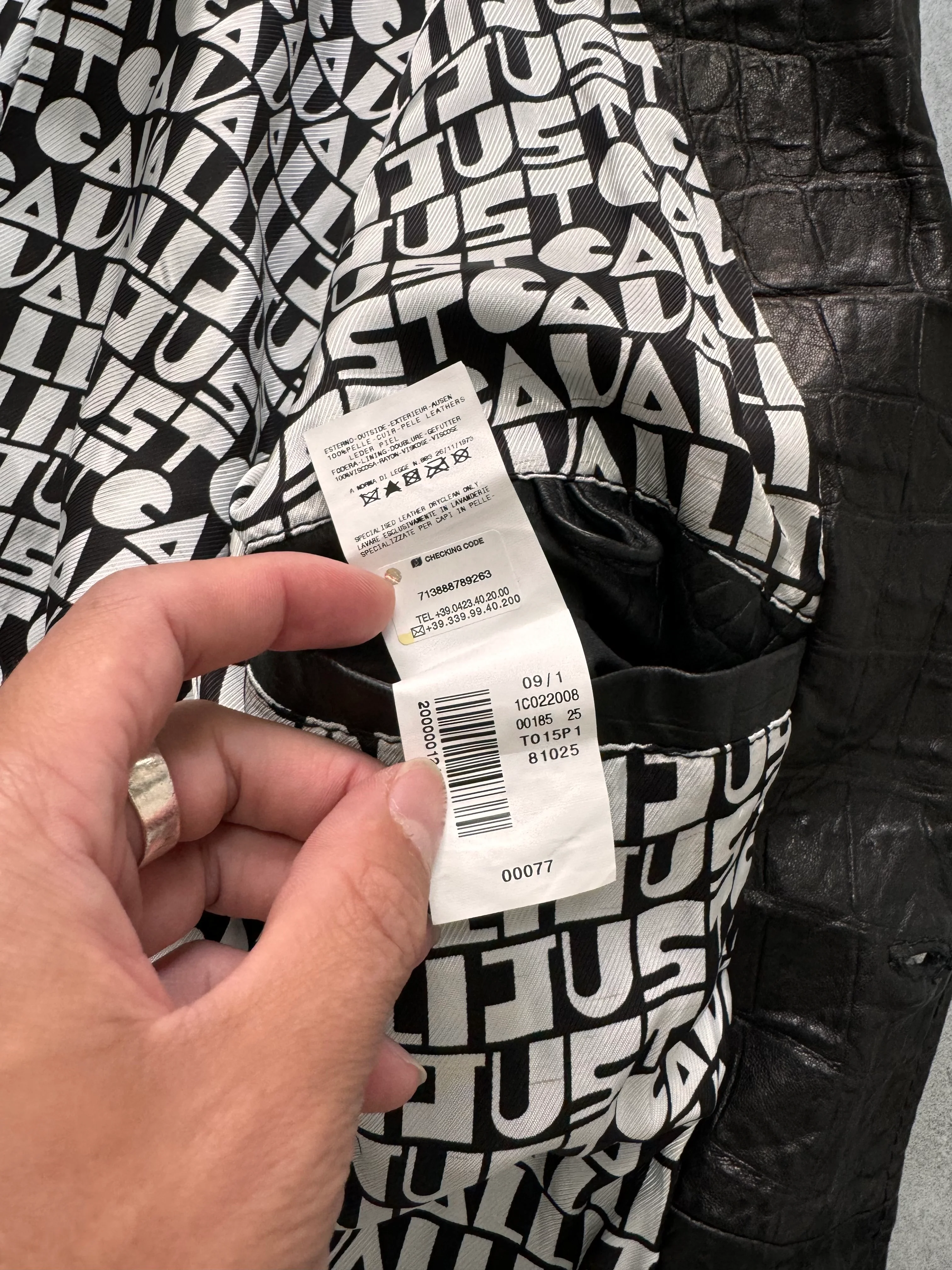 SS2009 Cavalli Crocodile Effect Leather Jacket - Image 10