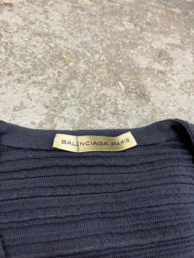 SS2011 Balenciaga Plissed Navy V Top - Image 6