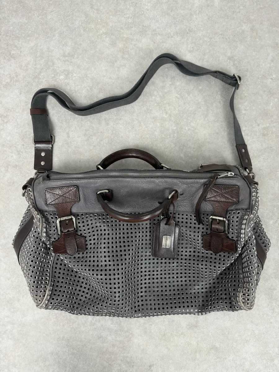 SS2012 Dolce & Gabbana Grey Perfored Week-end Leather Bag - Image 4