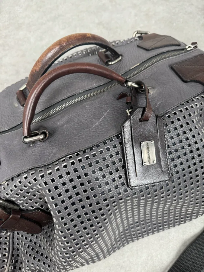 SS2012 Dolce & Gabbana Grey Perfored Week-end Leather Bag - Image 5