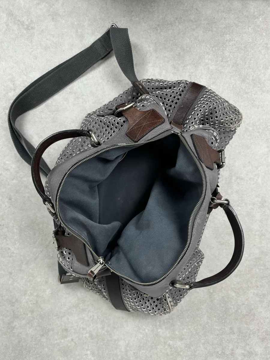 SS2012 Dolce & Gabbana Grey Perfored Week-end Leather Bag - Image 7