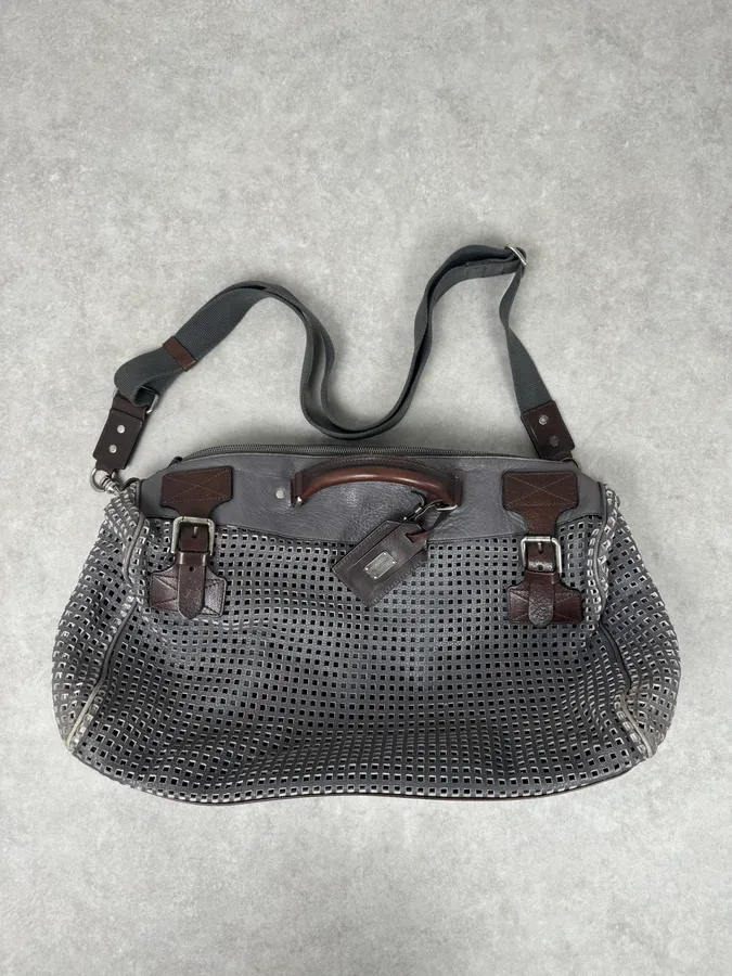SS2012 Dolce & Gabbana Grey Perfored Week-end Leather Bag - Image 8