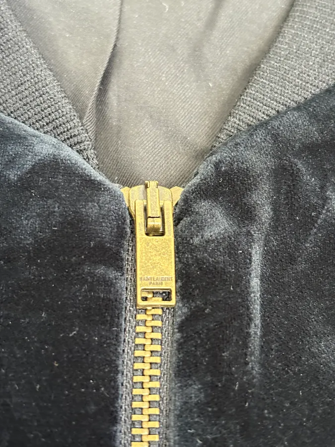 SS2016 Saint Laurent Musical Note Black Velvet Bomber Jacket - Image 10