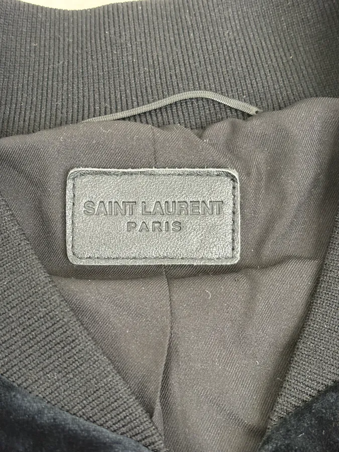 SS2016 Saint Laurent Musical Note Black Velvet Bomber Jacket - Image 12