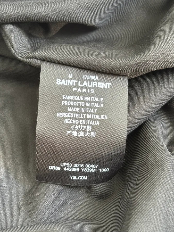 SS2016 Saint Laurent Musical Note Black Velvet Bomber Jacket - Image 13