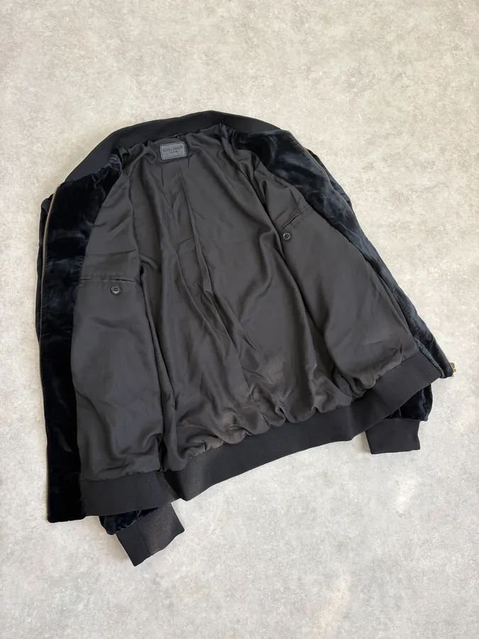 SS2016 Saint Laurent Musical Note Black Velvet Bomber Jacket - Image 7