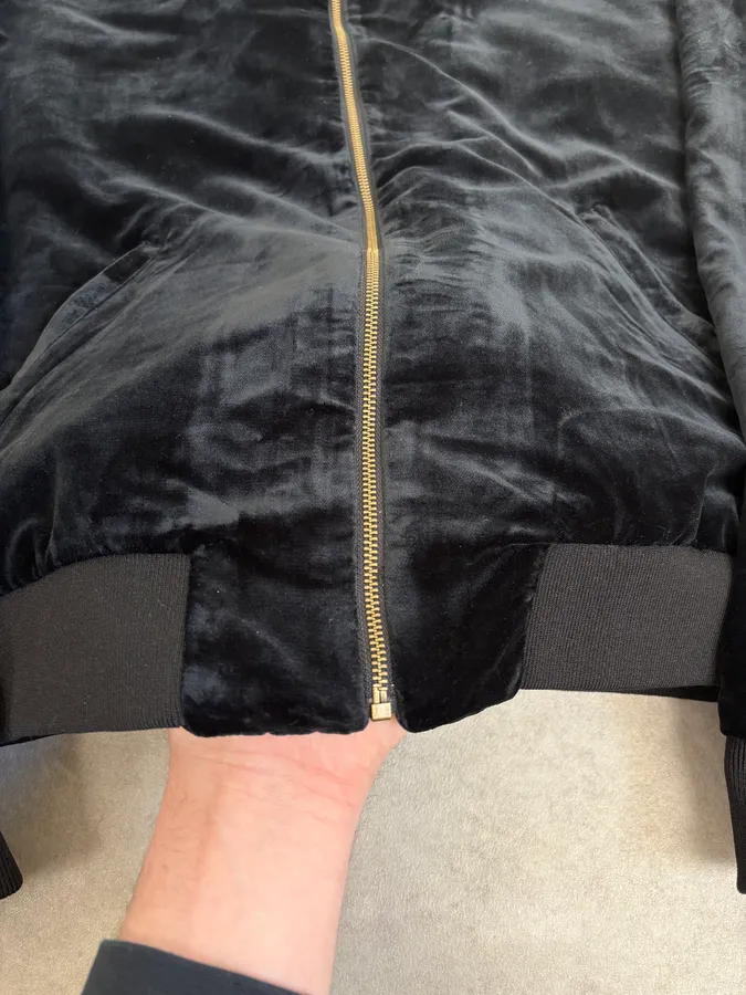 SS2016 Saint Laurent Musical Note Black Velvet Bomber Jacket - Image 9