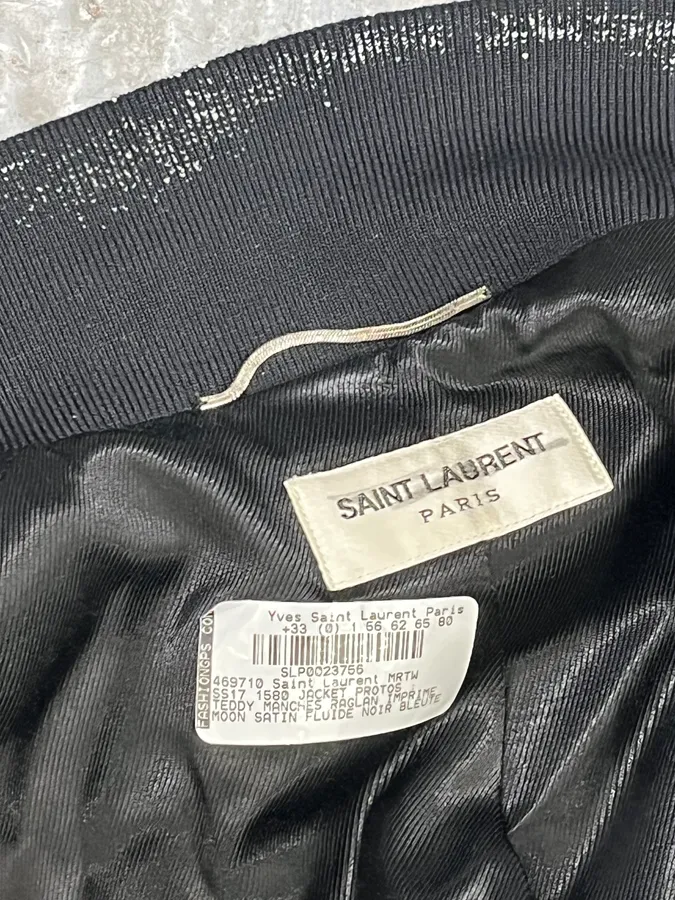SS2017 Saint Laurent Black Moonlight Silk Teddy Jacket - Image 10